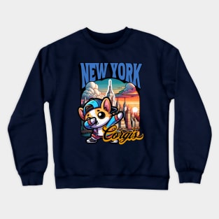 New York Funny Corgi Dabbing Crewneck Sweatshirt